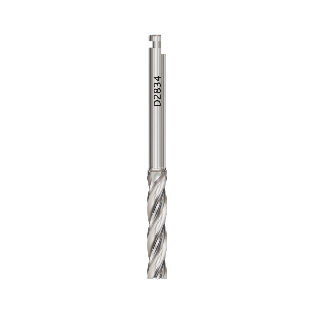 Drill, flat, D 2.8 mm, L 34 mm.